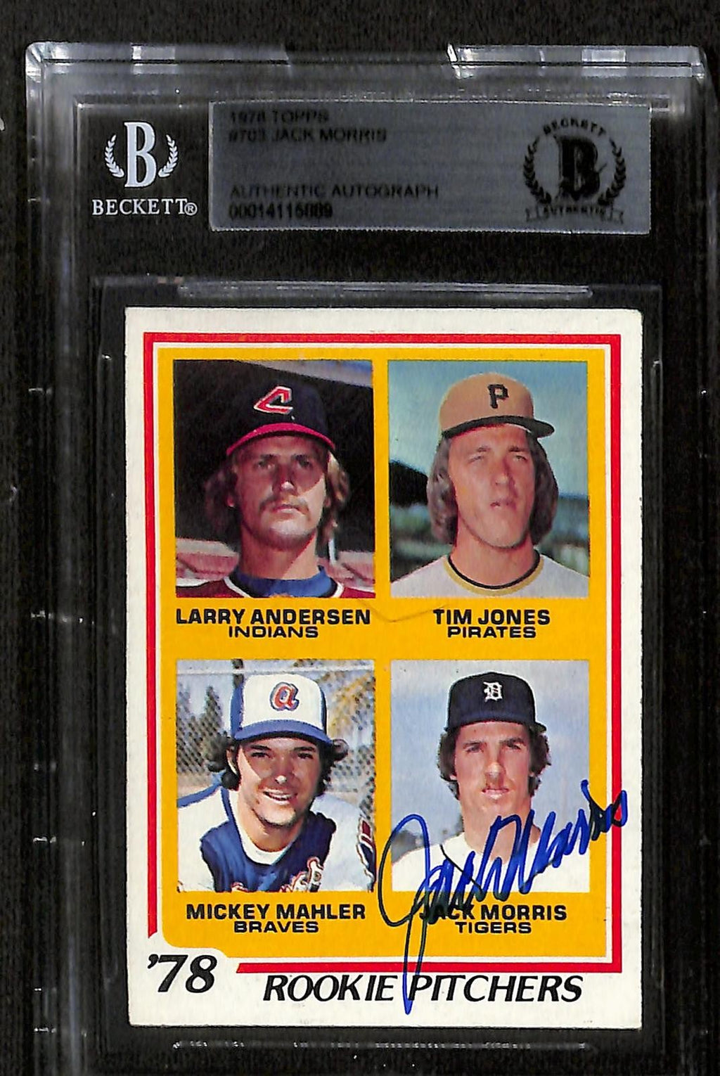 Jack Morris Signed 1978 Topps Rookie Pitchers Card Beckett Slab0