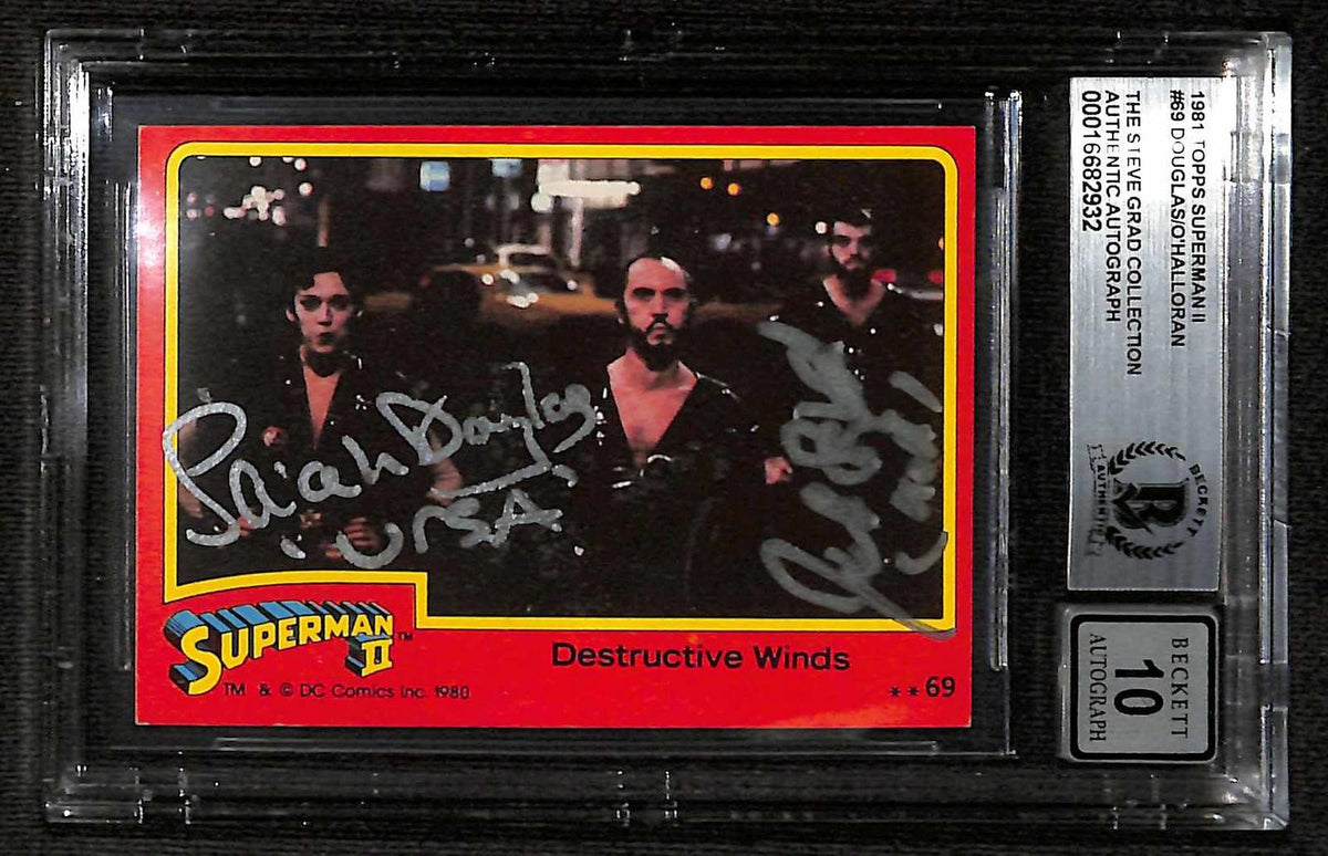 Sarah Douglas Jack O'Halloran Signed Superman II Card BAS Auto 100