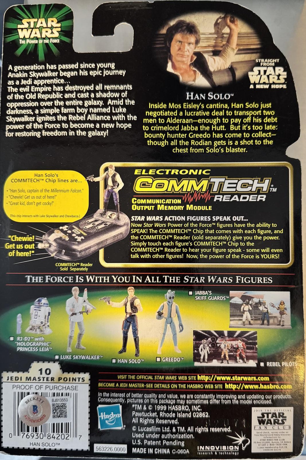 Kim Simmons Signed Star Wars Han Solo CommTech Action Figure BECKETT1